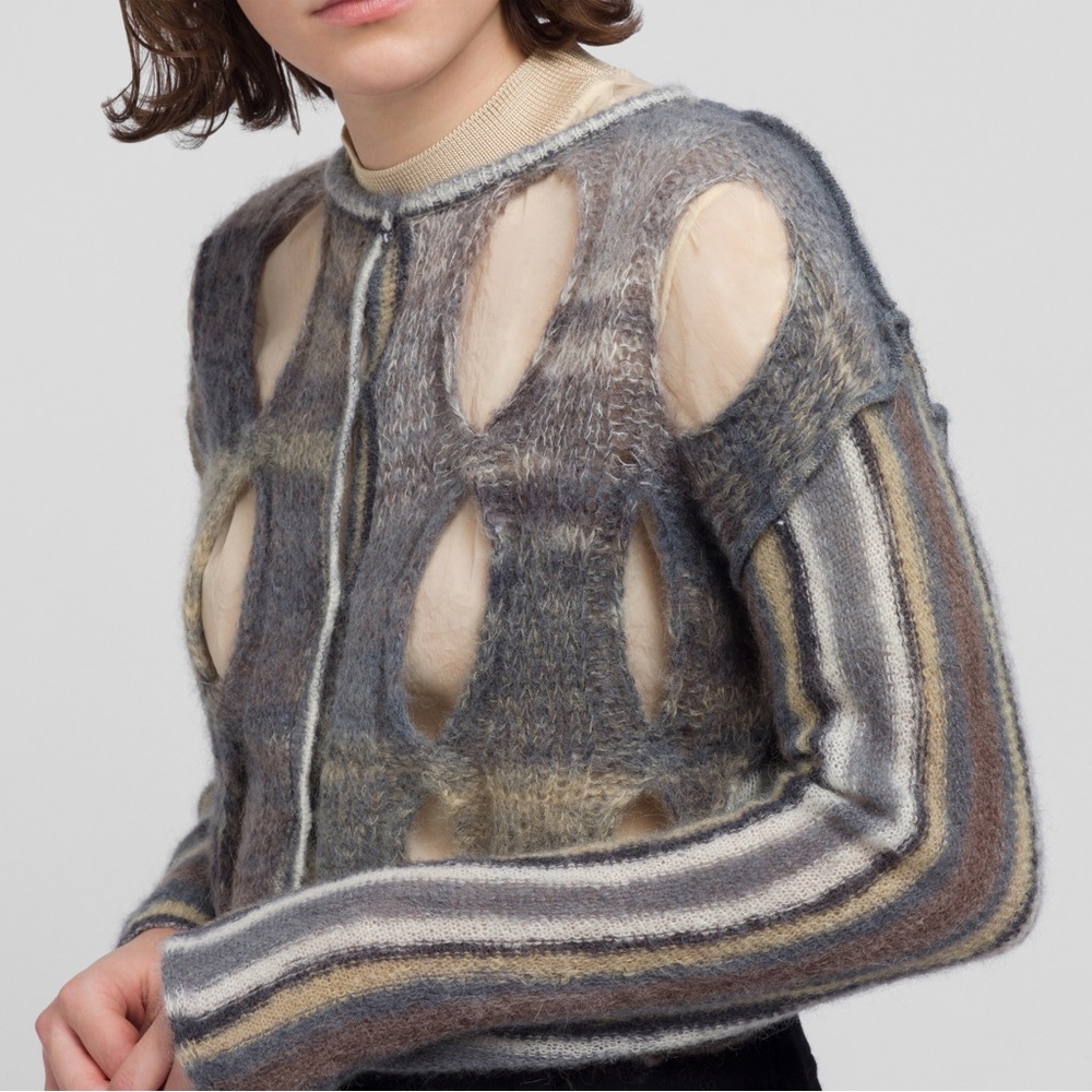 PERVERZE Future Present Tie-dye Mohair Cropped Cardigan | One Size